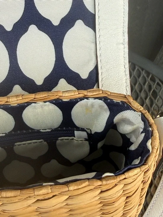 Kate Spade Basket Shoulder/ Crossbody Bag Rattan & leather with Bow Accent - Picture 7 of 9